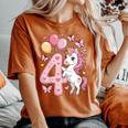 ユニコーン 4 誕生日 女の子 4 歳 馬 わたしは 4 レディースオーバーサイズコンフォートTシャツ Yam
