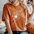 ラインアート 蘭の花 タトゥースタイル 長袖tシャツ レディースオーバーサイズコンフォートTシャツ Yam