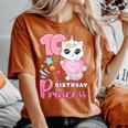 女の子、10歳の誕生日、ユニコーンキャット、ナンバー10 レディースオーバーサイズコンフォートTシャツ Yam