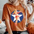 愛国心 ヴィンテージ セクシー ピンナップ 女の子 長袖tシャツ レディースオーバーサイズコンフォートTシャツ Yam