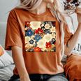 日本のヴィンテージ花柄着物 レディースオーバーサイズコンフォートTシャツ Yam