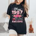 39歳 1987年5月 花柄 39歳 誕生日 男性 女性 レディースオーバーサイズコンフォートTシャツ Black