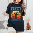 50歳の誕生日 レトロ バドミントン 50歳 男性 女性 レディースオーバーサイズコンフォートTシャツ Black