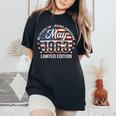 5月63歳の誕生日 男性 女性 1963年 素晴らしいアメリカ国旗 レディースオーバーサイズコンフォートTシャツ Black