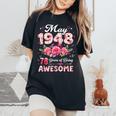 78歳 1948年5月 花柄 78歳 誕生日 男性 女性 レディースオーバーサイズコンフォートTシャツ Black