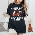 A Good Daytarts With Golf Carts And Beer 面白いゴルフ レディースオーバーサイズコンフォートTシャツ Black