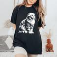 Cat Dad Mom Lover – モノクロスコティッシュフォールド。 レディースオーバーサイズコンフォートTシャツ Black