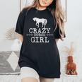 Crazy Horse Girl 、ストレスを感じたエクエストリアン愛好家へのギフト レディースオーバーサイズコンフォートTシャツ Black