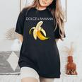 Dolce And Banana T Cute Graphic Banana レディースオーバーサイズコンフォートTシャツ Black