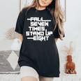 Falleven Timestand Up Eight インスピレーションスローガン レディースオーバーサイズコンフォートTシャツ Black