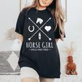Horse Girl Wild And Free Arrow 馬好き乗馬tシャツ レディースオーバーサイズコンフォートTシャツ Black
