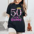 It's My 50Th Birthday Queen Tiarahoes 50歳 Old Bday ギフト レディースオーバーサイズコンフォートTシャツ Black