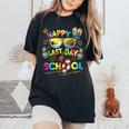 Last Day Ofchool For Teacher Off Duty Tie And Dye レディースオーバーサイズコンフォートTシャツ Black