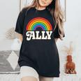 Lgbtq Ally Pocket Retrointage Gay Pride Lgbt Rainbow Flag レディースオーバーサイズコンフォートTシャツ Black
