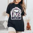 I Love My Boxer Dog Mom Dad Kawaii Dog Doodles ボクサー 犬 レディースオーバーサイズコンフォートTシャツ Black