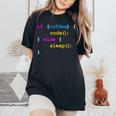No Coffee No Code Itエンジニア プログラマー おもしろ レディースオーバーサイズコンフォートTシャツ Black