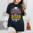 Proud Mom Of A 2026 卒業 シニア ひまわり ヒョウ ハート レディースオーバーサイズコンフォートTシャツ Black