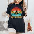 Save The Bees レトロスタイル 気候変動ave The Queen レディースオーバーサイズコンフォートTシャツ Black