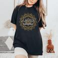 Subhanallah アラビア語 曼荼羅 花 イスラム教徒の祈 レディースオーバーサイズコンフォートTシャツ Black