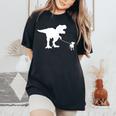 T-Rex Walking Jack Russel Divertente Cane Mamma Papà Dinosauro Trex T-shirt comoda oversize da donna Black