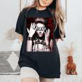 Trendy Floral Beast Girl Photo レディースオーバーサイズコンフォートTシャツ Black