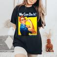 「We Can Do It」ポスター ロージー The Riveter Girl Power」 レディースオーバーサイズコンフォートTシャツ Black
