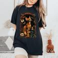 アビシニアン 猫 花 レディースオーバーサイズコンフォートTシャツ Black