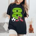 キッズ エイトバースデーサッカー 8歳の男の子 女の子 レディースオーバーサイズコンフォートTシャツ Black