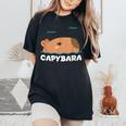 キッズ カピバラ シャツ 男の子 女の子 レディースオーバーサイズコンフォートTシャツ Black