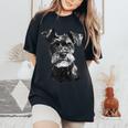 シュナウザー 顔 かわいい 犬好き 男性 女性 黒 白 レディースオーバーサイズコンフォートTシャツ Black