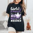 ハロウィンメイクのジョーク、女の子、面白い、英語で レディースオーバーサイズコンフォートTシャツ Black