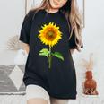 ヒマワリ 夏 花 庭 自然 レディースオーバーサイズコンフォートTシャツ Black