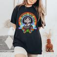 フローレンス・ナイチンゲール Groovy Nurse Go With Flo レトロレインボー レディースオーバーサイズコンフォートTシャツ Black