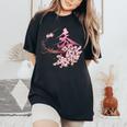 マダム秀 花tシャツ（2） さくら レディースオーバーサイズコンフォートTシャツ Black