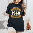 ヴィンテージ 1948 ギフト 男性 女性 長寿祝い 1948年生まれ 還暦祝い ユニークな誕生日プレゼント レディースオーバーサイズコンフォートTシャツ Black