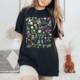 ヴィンテージ 花 ボタニカル イラスト チャート 植物 レディースオーバーサイズコンフォートTシャツ Black