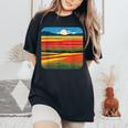 夏をテーマにしたカラフルな花畑 レディースオーバーサイズコンフォートTシャツ Black