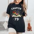 第79章 79歳 誕生日 お祝い 花本 レディースオーバーサイズコンフォートTシャツ Black