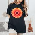 開花期のハンサムなガーベラの花 レディースオーバーサイズコンフォートTシャツ Black