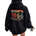 1966年1月生まれ 還暦祝い 60歳 誕生日 ヴィンテージ レトロ 1966 ギフト 男性 女性 レディース オーバーサイズ パーカー バックプリント Black