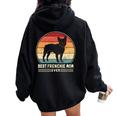 Best Frenchie Mom Ever レトロ フレンチブルドッグ ドッグ ママ 長袖tシャツ レディース オーバーサイズ パーカー バックプリント Black