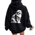 Cat Dad Mom Lover – モノクロスコティッシュフォールド。 レディース オーバーサイズ パーカー バックプリント Black