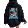 Catch The Blue Waveurfing Democrat Donkey Midterm Election レディース オーバーサイズ パーカー バックプリント Black