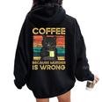 Coffee Because Murder Is Wrong ファニーブラックキャット ビンテージ レディース オーバーサイズ パーカー バックプリント Black