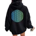Flower Of Life 宇宙のポジティブなエネルギー フラワーオブライフ 長袖tシャツ レディース オーバーサイズ パーカー バックプリント Black