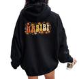Habibi Retro 70S Typographyintage Flower Hippie Arabic レディース オーバーサイズ パーカー バックプリント Black