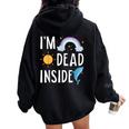 I'm Dead Inside Happy Rainbowunshine Dolphin ファニーtシャツ レディース オーバーサイズ パーカー バックプリント Black