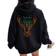 Jaegermeister Meister Deer Family Dad Mum Cheeky レディース オーバーサイズ パーカー バックプリント Black