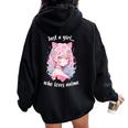 Just A Girl Who Loves アニメ カワイイ漫画 日本語 長袖tシャツ レディース オーバーサイズ パーカー バックプリント Black