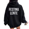 Make Hastelowly Festina Lente ラテン語インスピレーション引用 レディース オーバーサイズ パーカー バックプリント Black